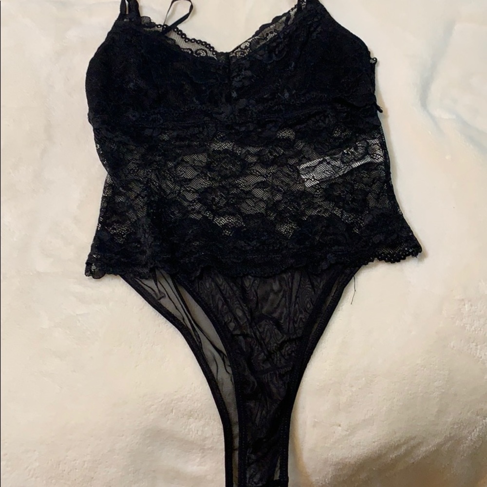 Black lace body suit
